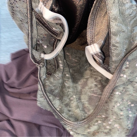 Brown and gold leotard with asymmetrical skirt attached - Picture 3 of 5